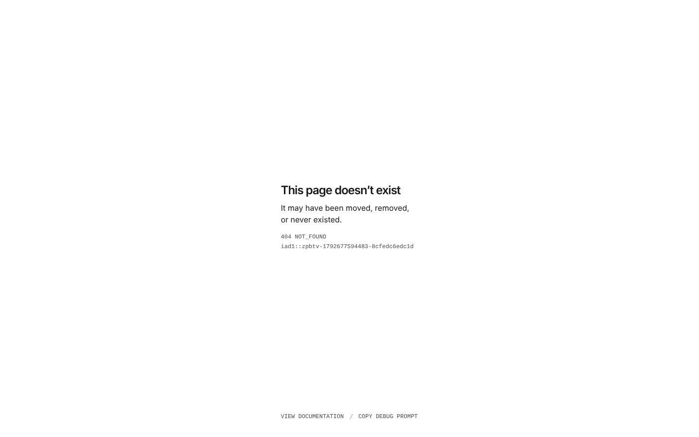 Vercel 404 page for the agent-gpt deployment