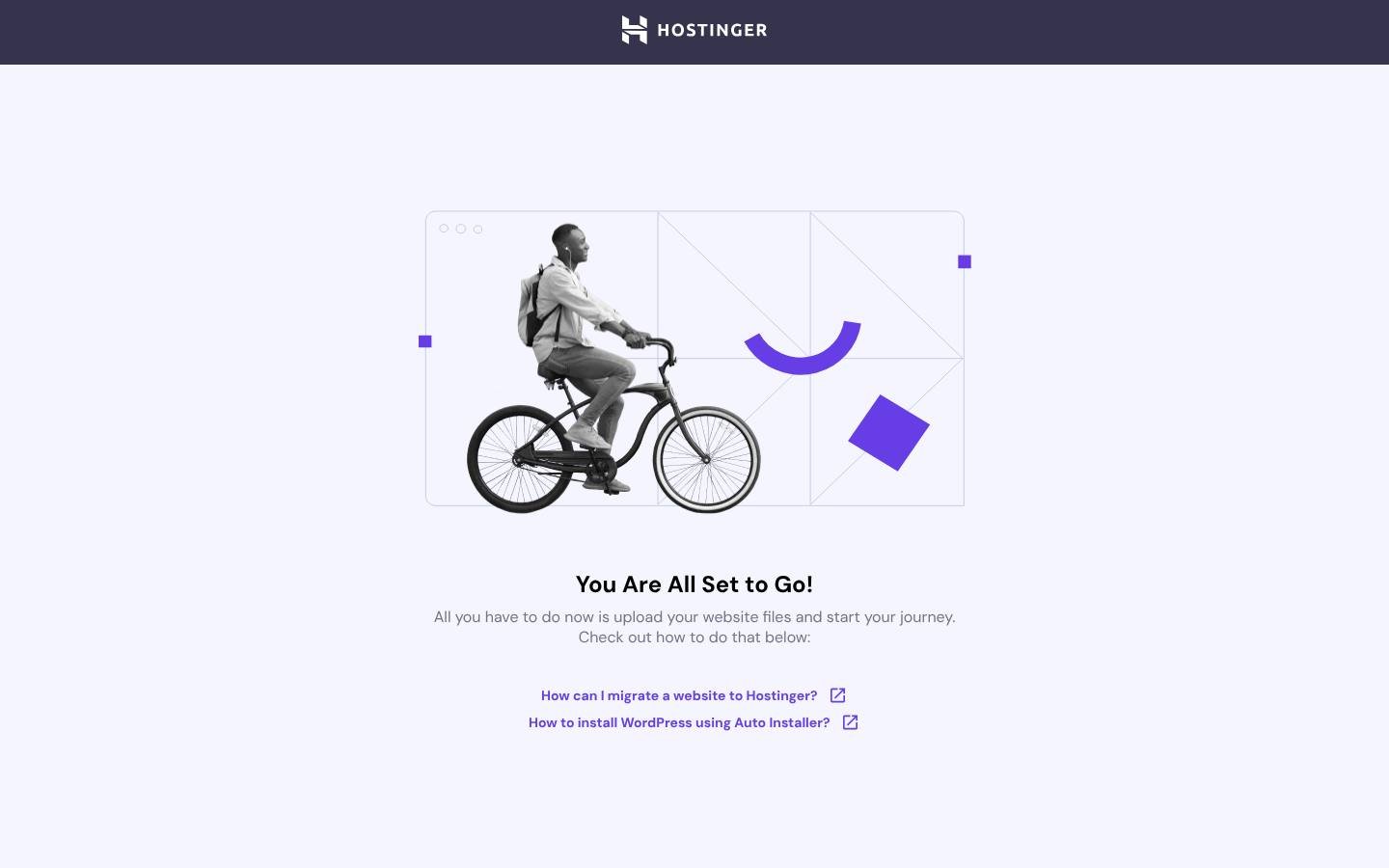 Hostinger default page on glowcoreserve.com: You are all set to go, upload your website files